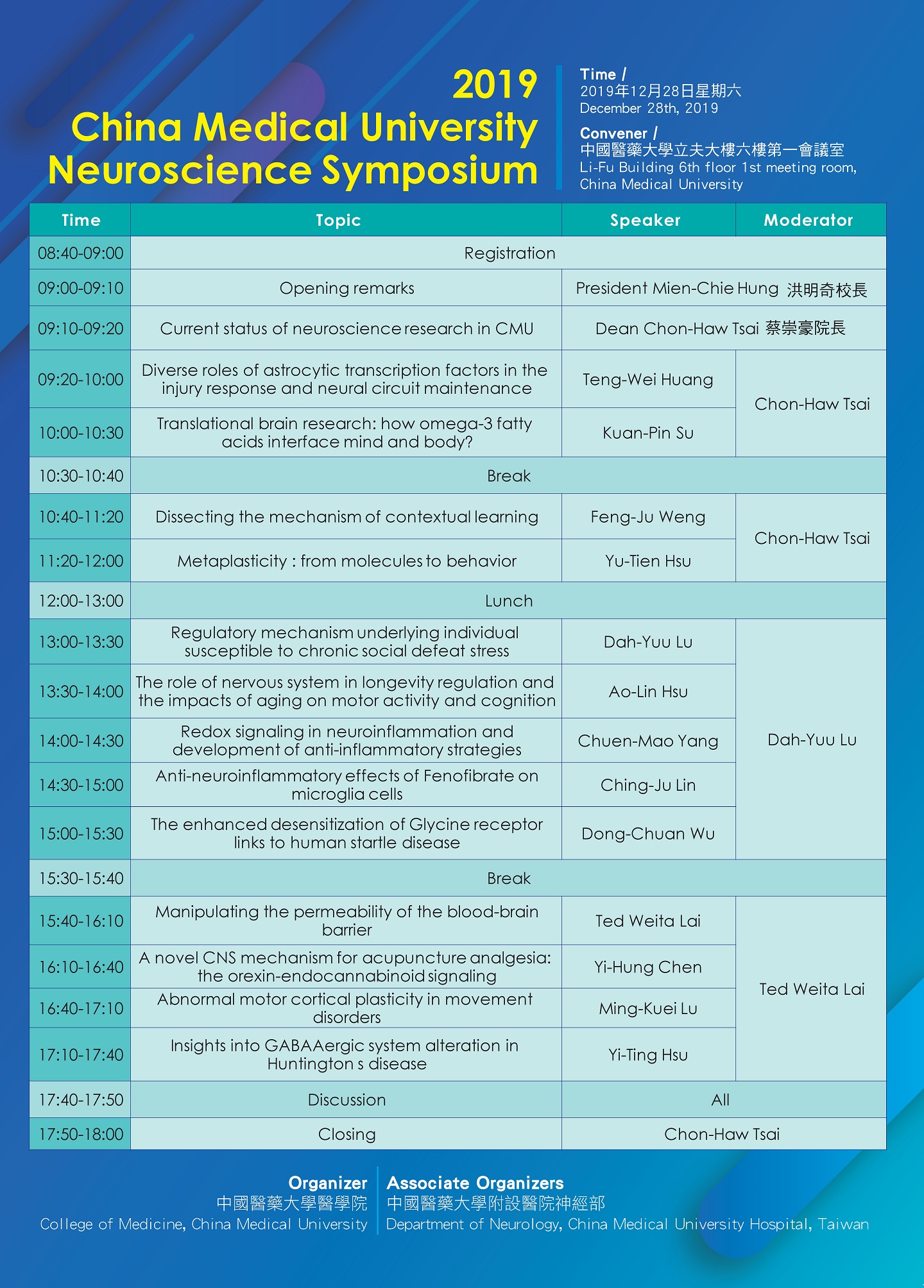 2019 China Medical University Neuroscience Symposium